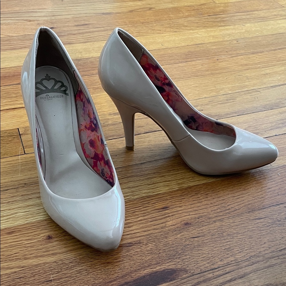 Fergalicious Glossy Nude Heels